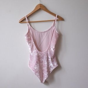 Pink velvet open back body
